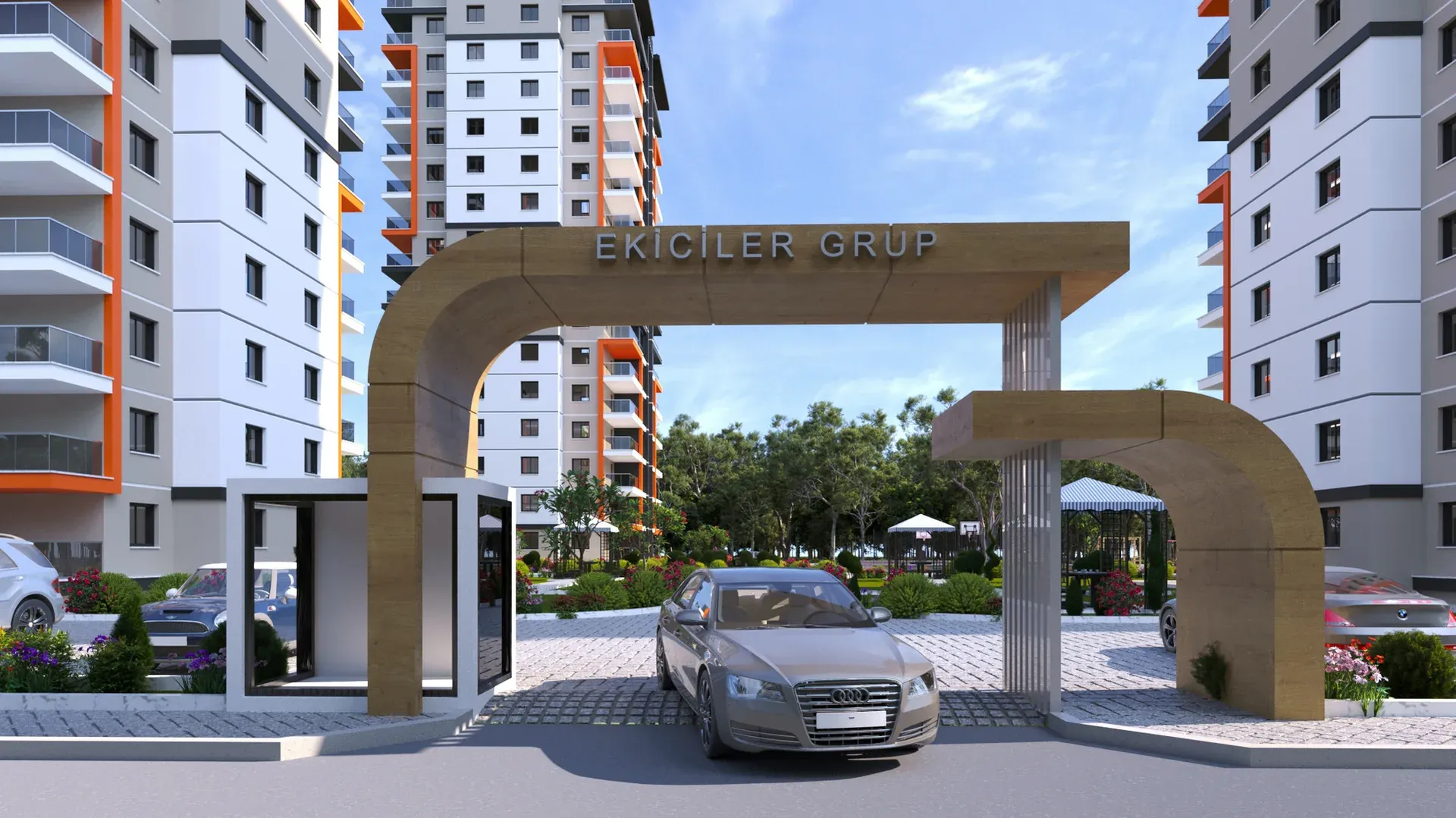 Site girişi ve güvenlik kulübesi